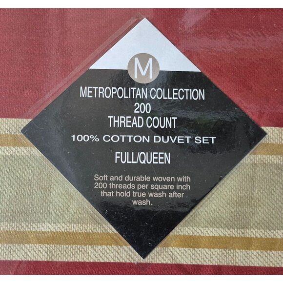 Metropolitan Collection 200TC 100% Cotton FULL/QUEEN Duvet Set Rust Red & Brown - Picture 2 of 6